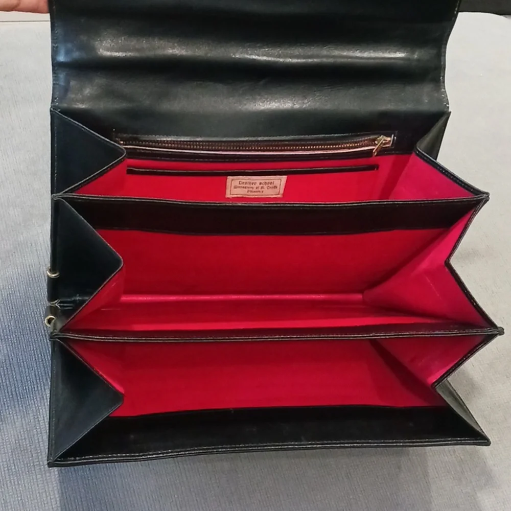 Black Shoulder Bag with Gold Accents